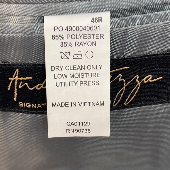 Andrew Fezza Mens 46R Gray Tartan Plaid Sport-Coat Blazer Jacket - Picture 10 of 12